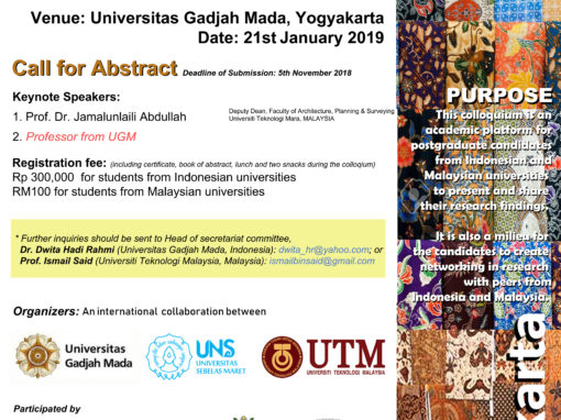 2nd Joint Colloquium on Studies of Postgraduate in Built Environment
