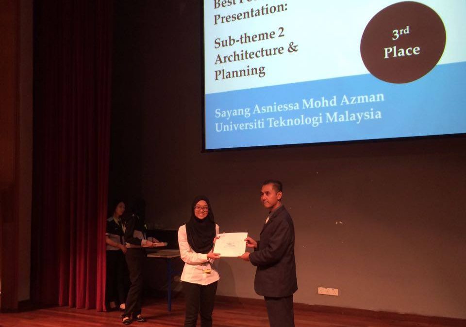 Architecture Student Won Third Place Best Poster in 2nd International Built Environment Undergraduate Research Competition
