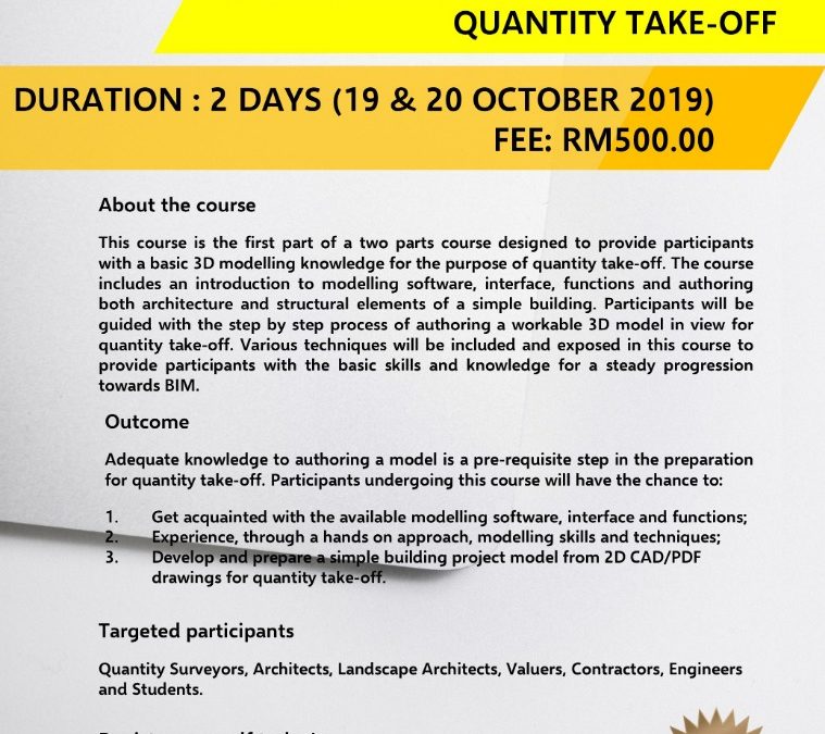 “BASIC 3D MODELLING FOR QUANTITY TAKE-OFF”