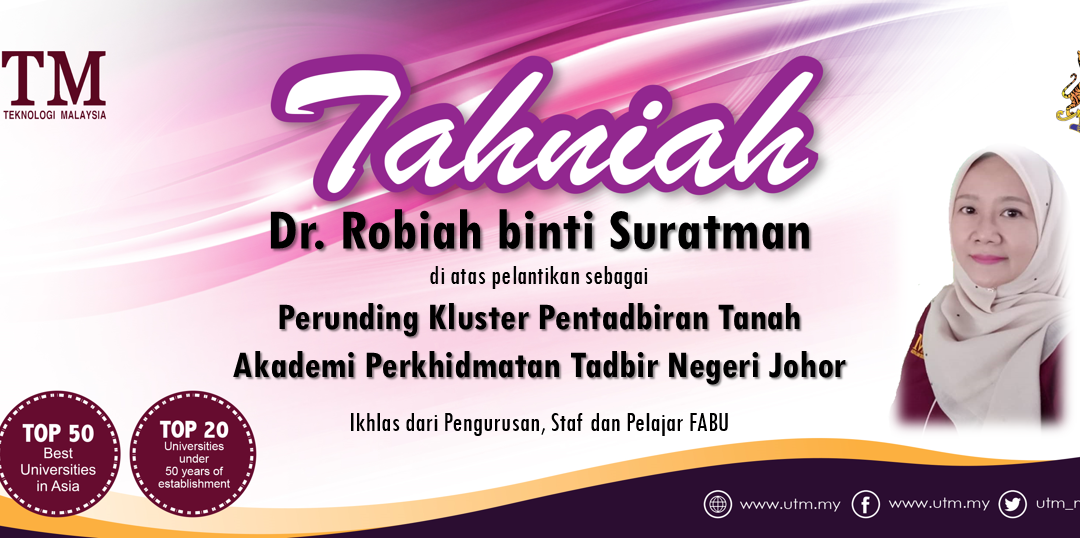 Tahniah kepada Dr. Robiah Suratman, Dr. Salfarina Samsudin dan PM Sr Dr. Zakaria Mohd Yusof di atas pelantikan oleh Akademi Perkhidmatan Tadbir Negeri Johor.