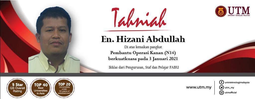 Tahniah diucapkan kepada En. Hizani bin Abdullah