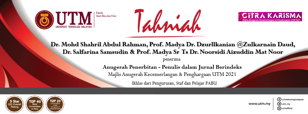 Tahniah kepada semua penerima Anugerah Penerbitan – Penulis dalam Jurnal Berindeks bersempena dengan Majlis Citra Karisma 2021.