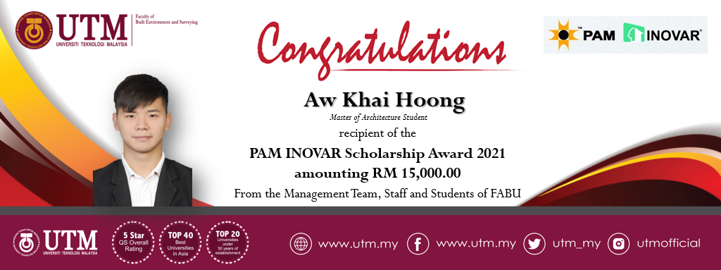 Heartiest congratulations to Aw Khai Hoong and Chuah Kok Sheng, Master in Architecture students for the awards and recognitions