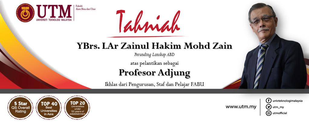 Warga FABU mengalu-alukan pelantikan YBrs. LAr Zainul Hakim Mohd Zain sebagai Profesor Adjung.