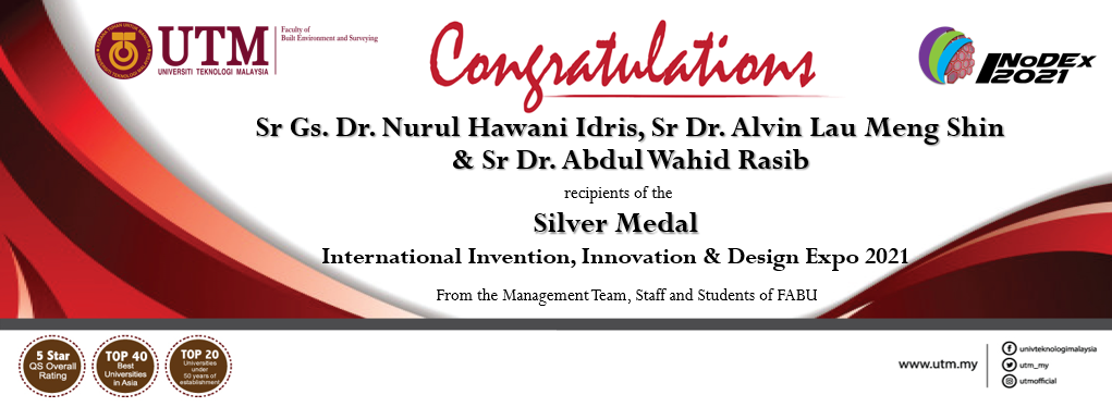 Heartiest congratulation to Sr Gs. Dr. Nurul Hawani Idris, Sr Dr. Alvin Lau Meng Shin & Sr Dr. Abdul Wahid Rasib for winning Silver Medal in INODEX2021.