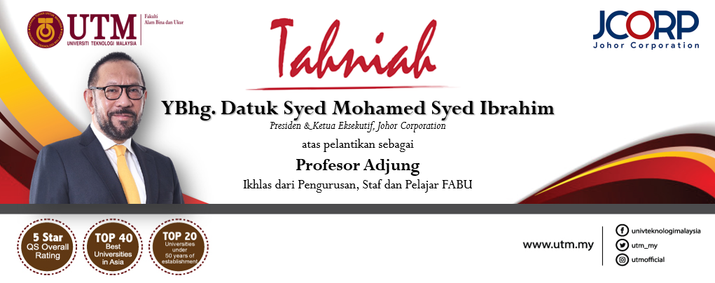 Warga FABU mengalu-alukan pelantikan YBhg. Datuk Syed Mohamed Syed Ibrahim sebagai Profesor Adjung.