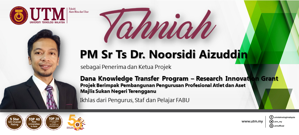 Tahniah kepada Ketua-ketua Projek bagi Dana KTP-RIG CCIN dari FABU iaitu PM Sr Ts Dr. Noorsidi Aizuddin dan Sr Gs. Dr. Othman Zainon