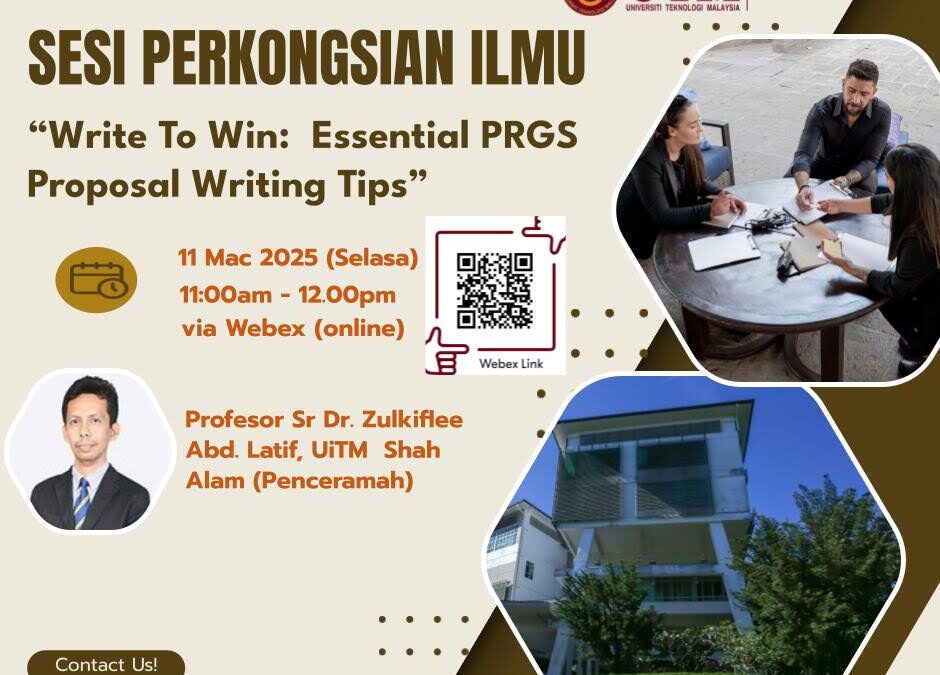 JEMPUTAN KE SESI PERKONGSIAN ILMU “WRITE TO WIN: ESSENTIAL PRGS PROPOSAL WRITING  TIPS” , FABU