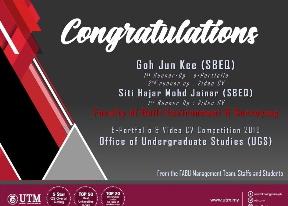 “The achievement of one goal should be the starting point of another” Dale Carnegie  Congratulation to Goh Jun Kee and Siti Hajar Mohd Jainar!