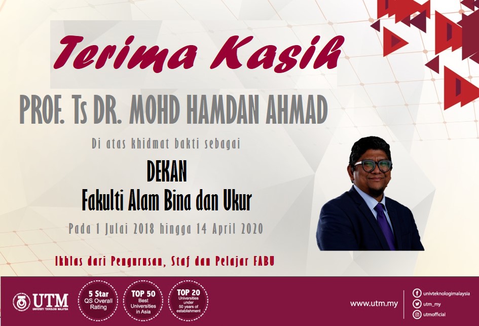 Ucapan Terima Kasih pada Mantan Dekan Prof. Ts. Dr. Mohd Hamdan Haji Ahmad