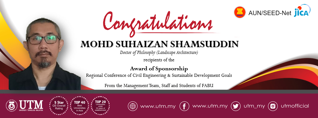 Congratulation to Mr. Mohd Suhaizan Shamsuddin