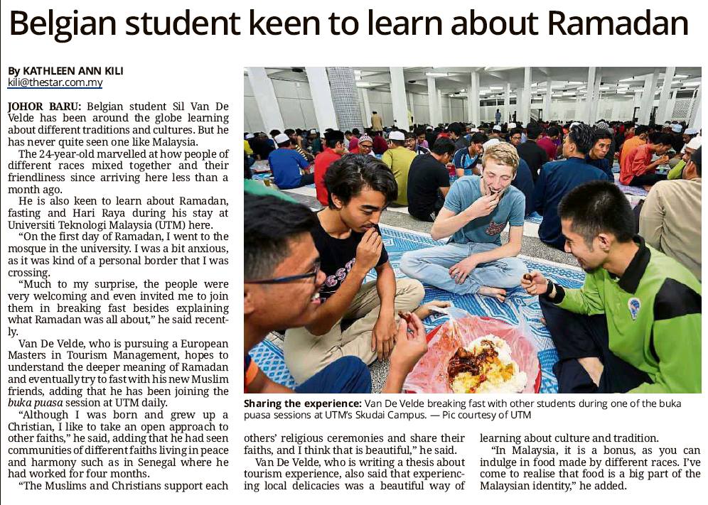 Star210616- Belgian student keen to learn about Ramadan