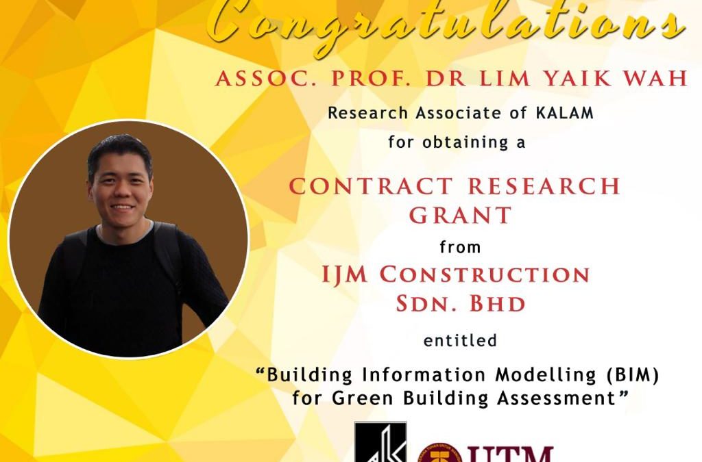 Huge congratulations to Research Associate of KALAM, Assoc. Prof. Dr. Lim Yaik Wah for obtaining 4 grant in 2019