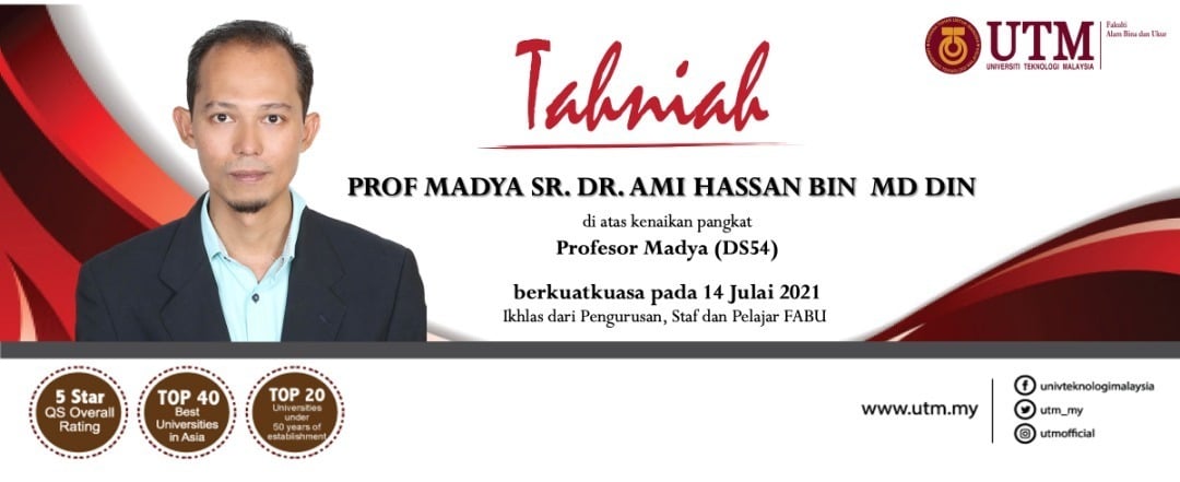 Tahniah diucapkan kepada PM Sr Dr Ami Hassan bin Md Din atas kenaikan pangkat