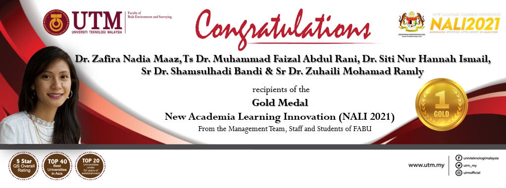Heartiest congratulations to all award recipients during the New Academia Learning Innovation (NALI 2021) 3 Gold Medal Awards,4 Silver Medal Awards,2 Bronze Medal Awards.